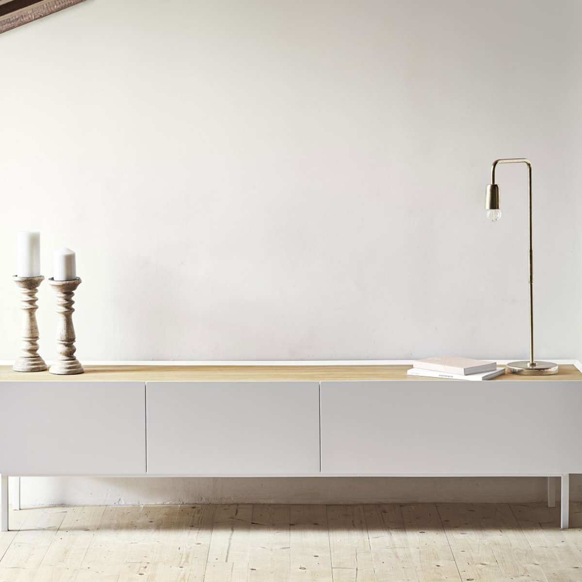 Meuble TV en bois 1 porte 2 tiroirs L180cm- ARISTA blanc, TEULAT