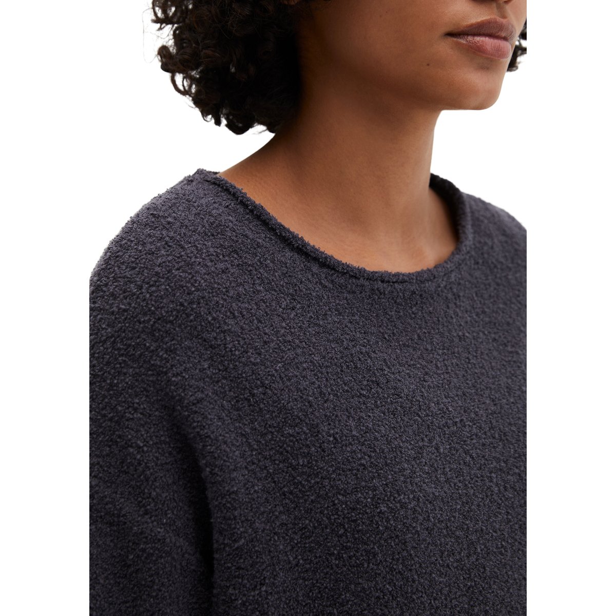 Pull à manches courtes oversize en fil bouclé gris foncé, MARC O'POLO