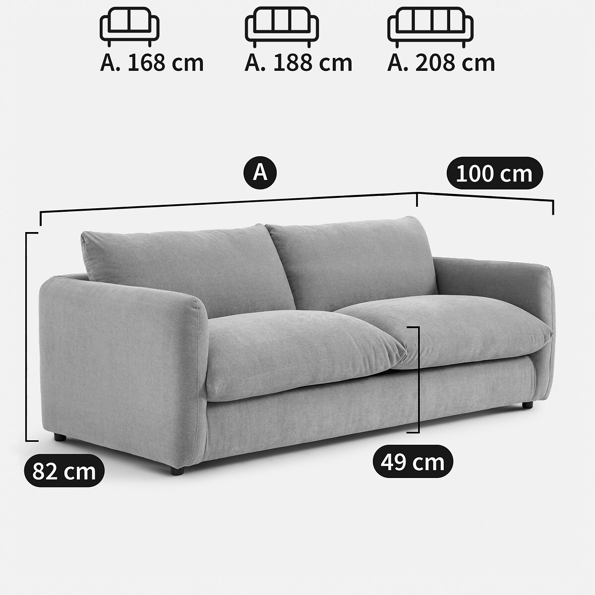 Canapé convertible, 2, 3 ou 4 places, en polyester chiné, YDE beige, LA REDOUTE INTERIEURS