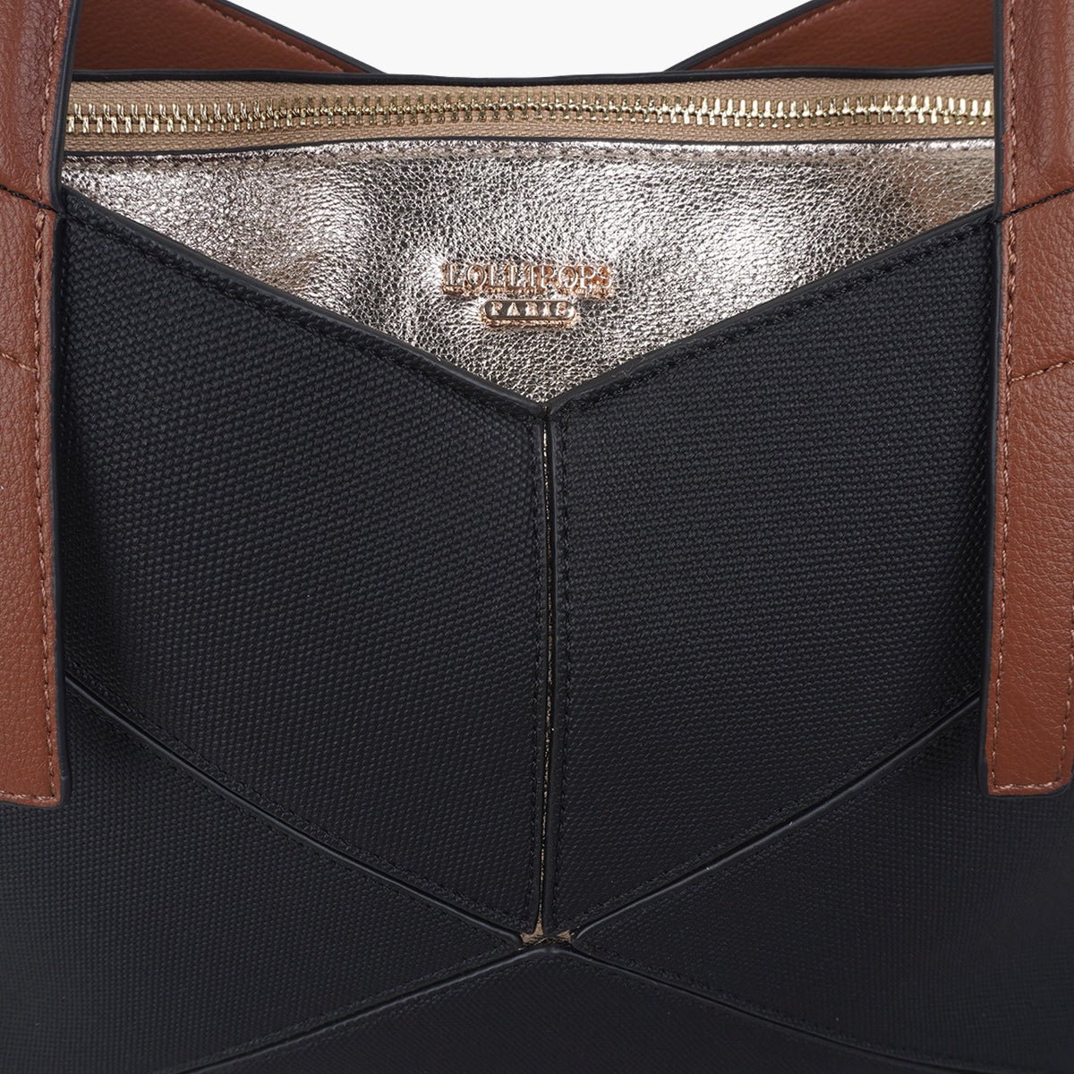 Grand sac shopper Tamelia noir,doré, LOLLIPOPS
