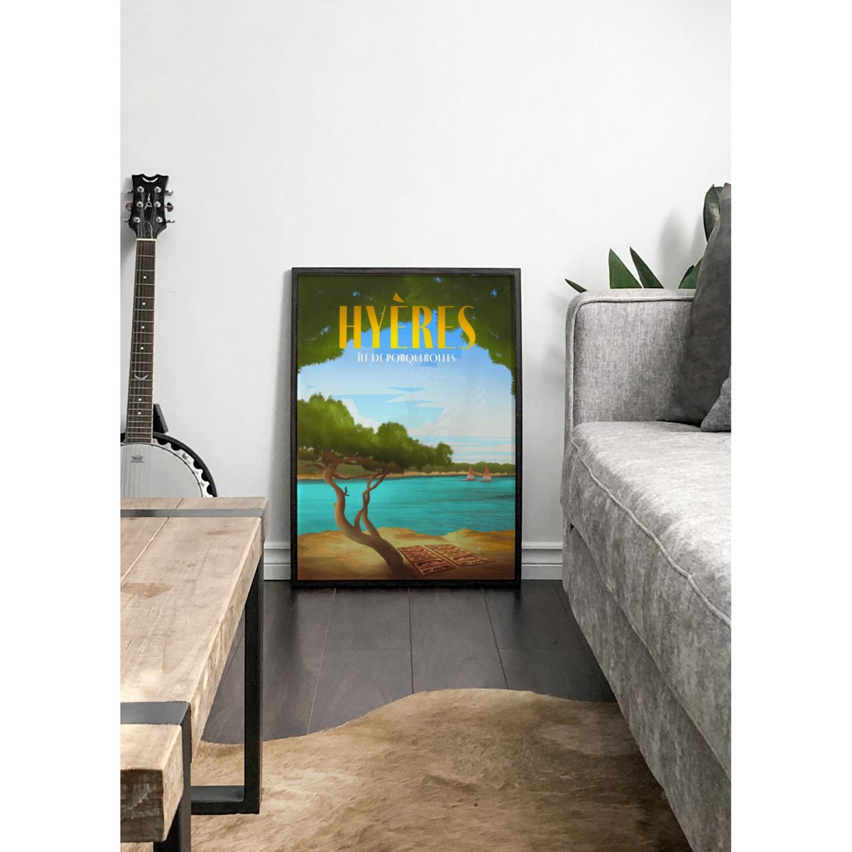 Affiche ville Hyères blanc, L'AFFICHERIE