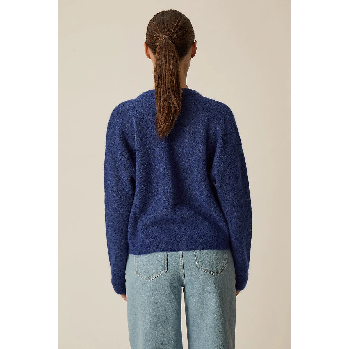 Dobilou Crew Neck Buttoned Cardigan indigo, DES PETITS HAUTS