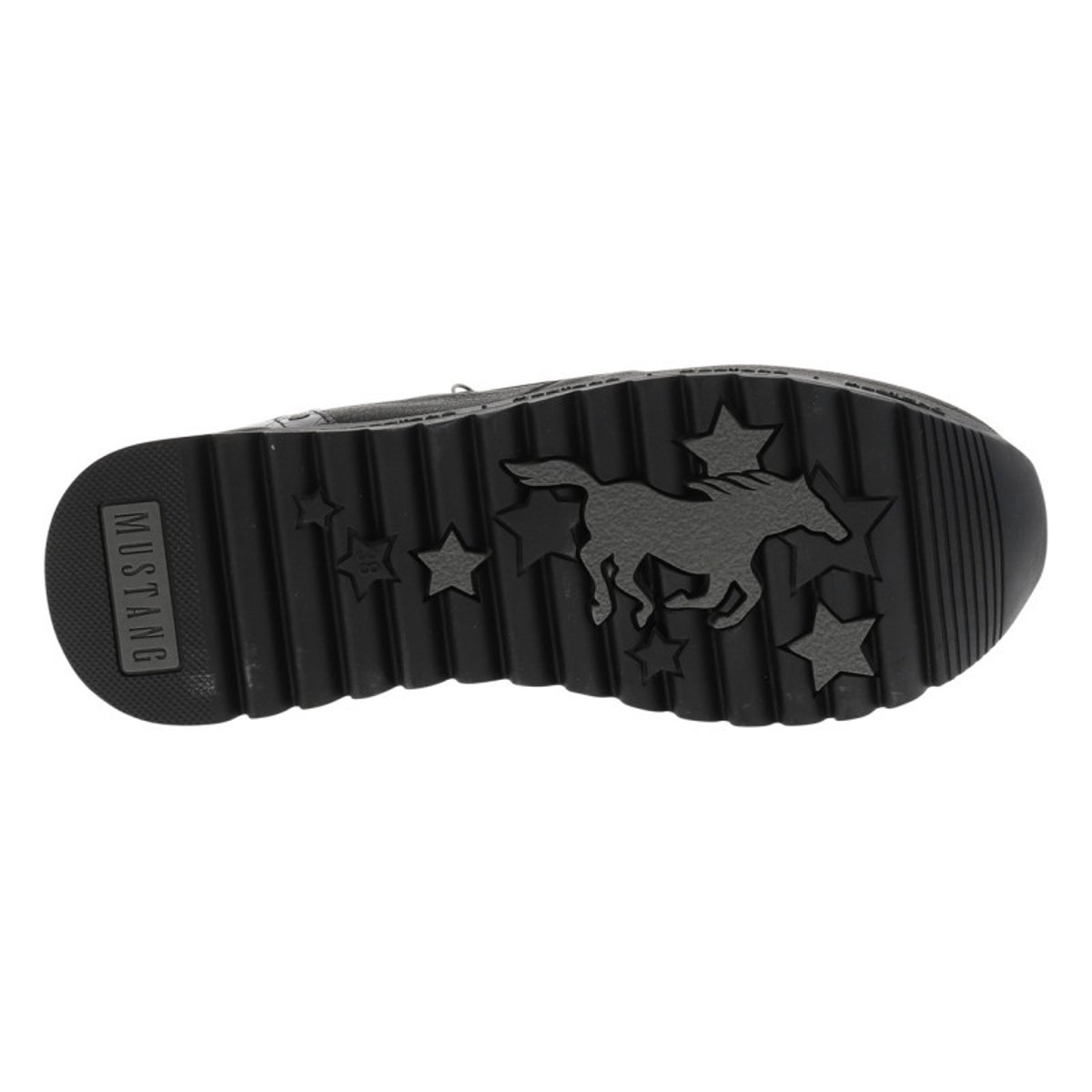 Baskets noires à talon semi-compensé avec des lacets et un zip latéral noires, MUSTANG