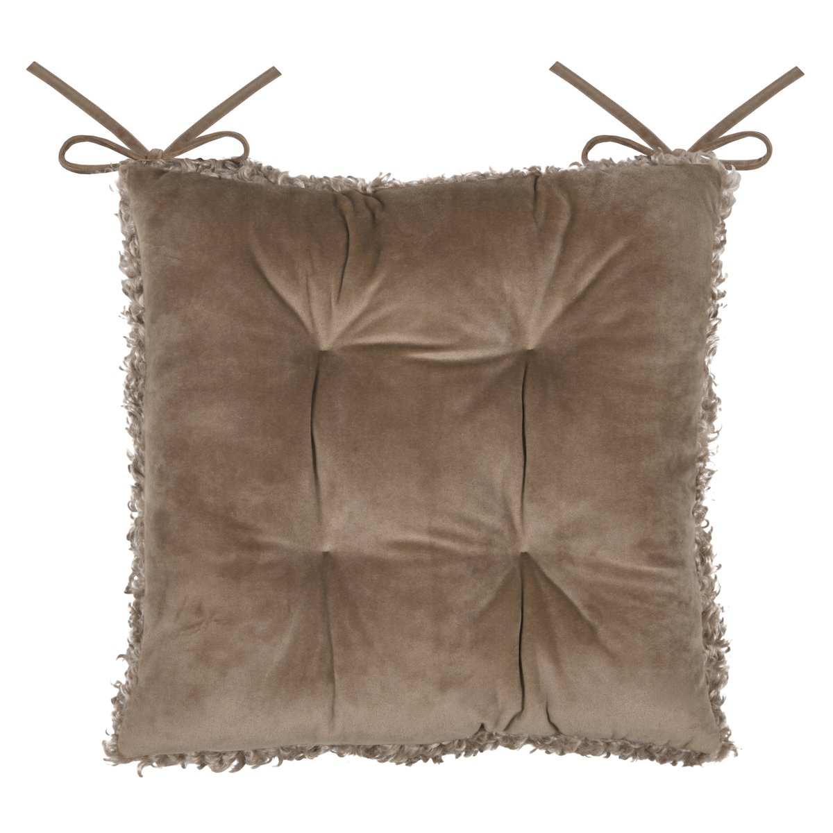 Galette de chaise - Effet bouclette taupe, LOVELY CASA