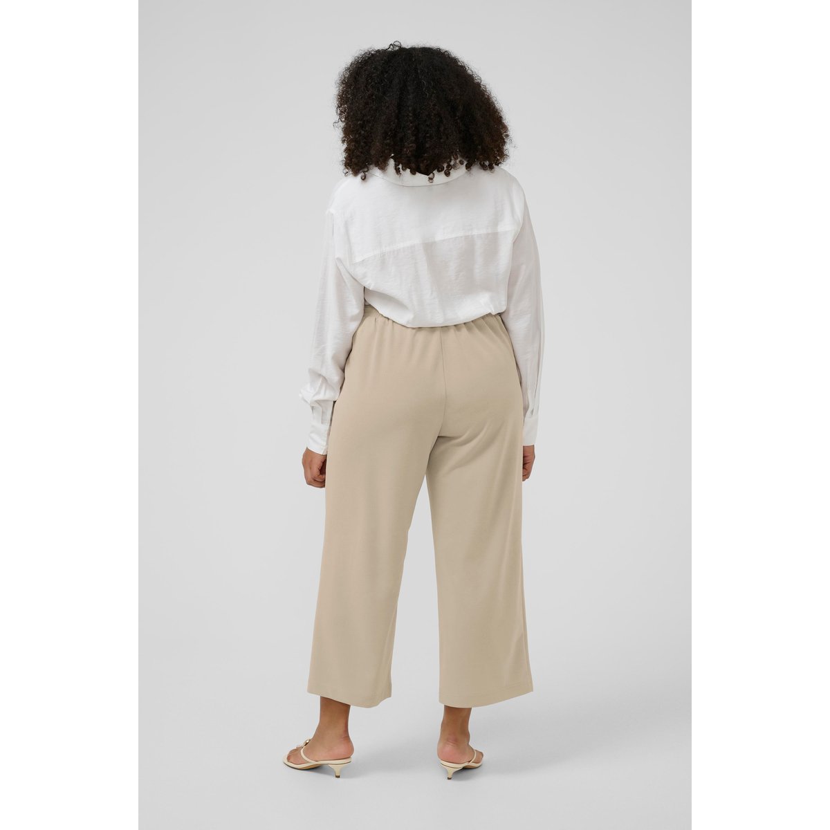 Pantalon casual beige feather gray, KAFFE CURVE