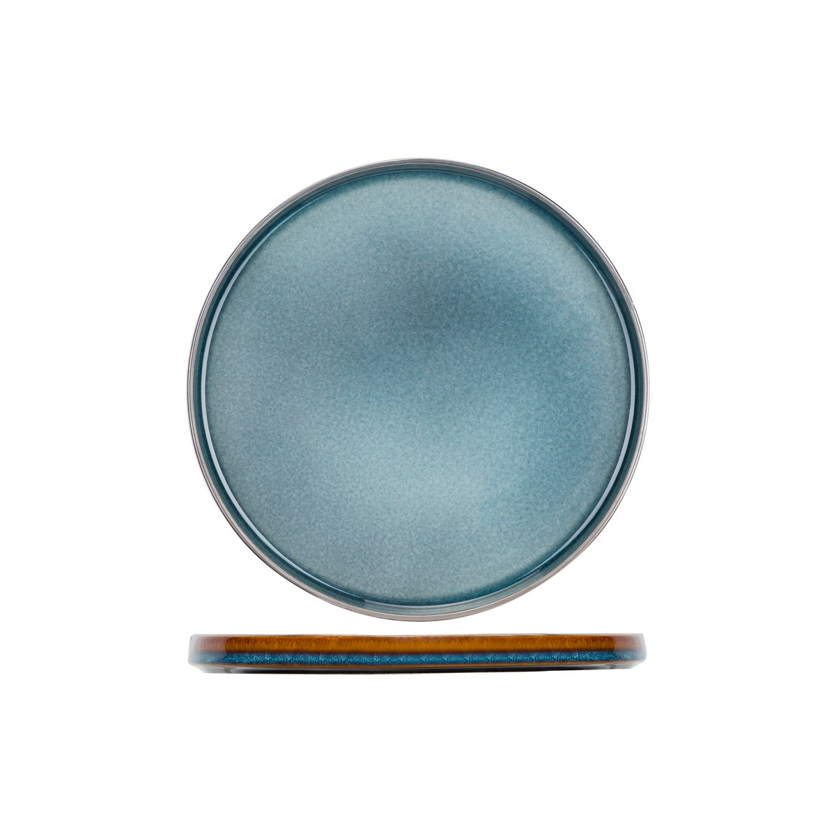 Lot de 4 Assiettes plates en porcelaine, QUINTANA bleu, COSY&TRENDY