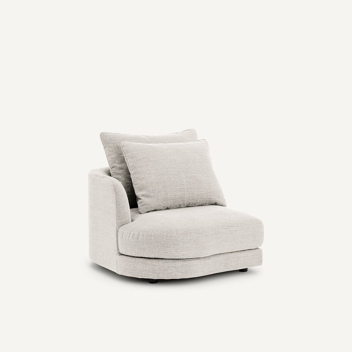 Linkes, abgerundetes, modulares Halbsofa aus Baumwolle und Leinen, TIBERIO beige, AM.PM