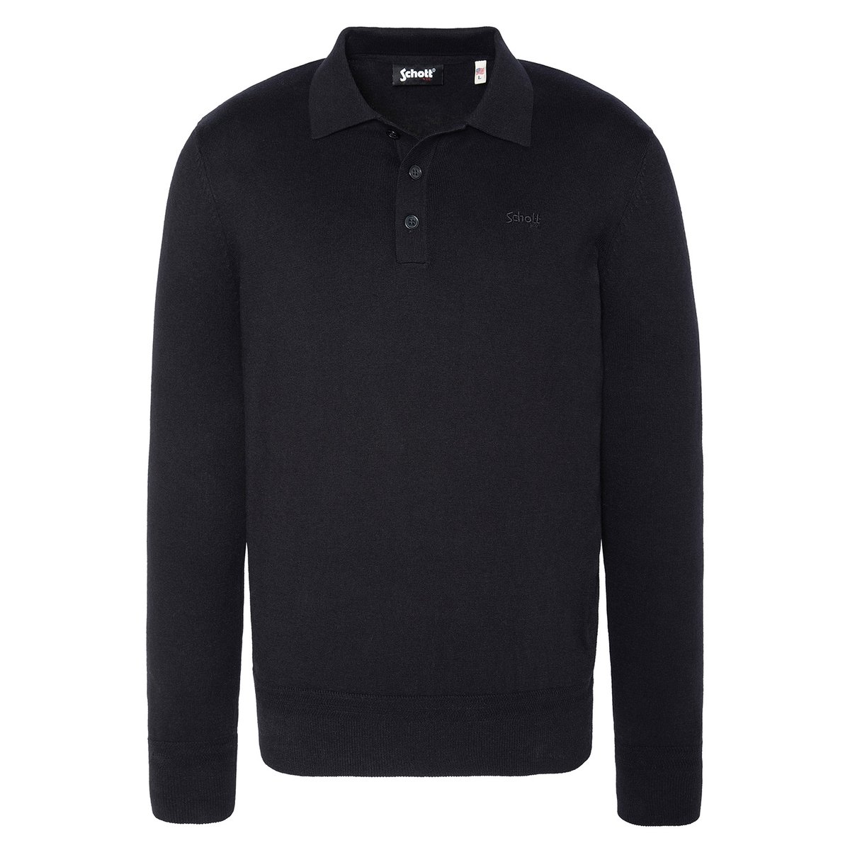 Pull col chemise boutonné gris chiné, SCHOTT