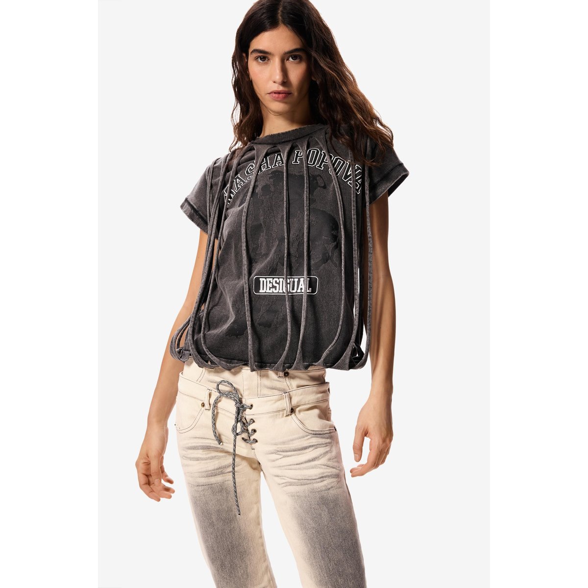 Jean skinny Masha Popova beige, DESIGUAL