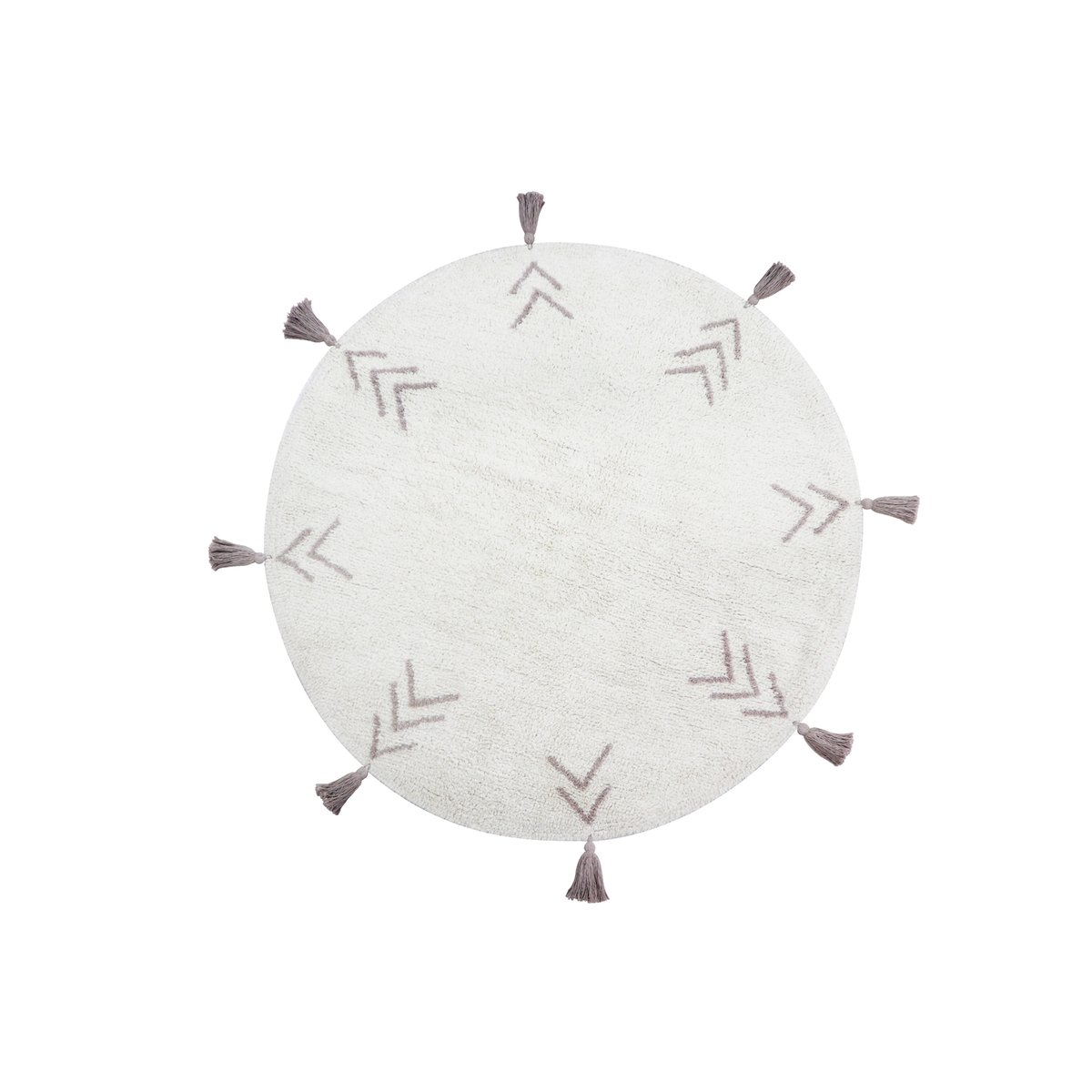 Tapis lavable en coton, ROUND TAN TAN gris clair, ivoire, HAPPY DECOR KIDS