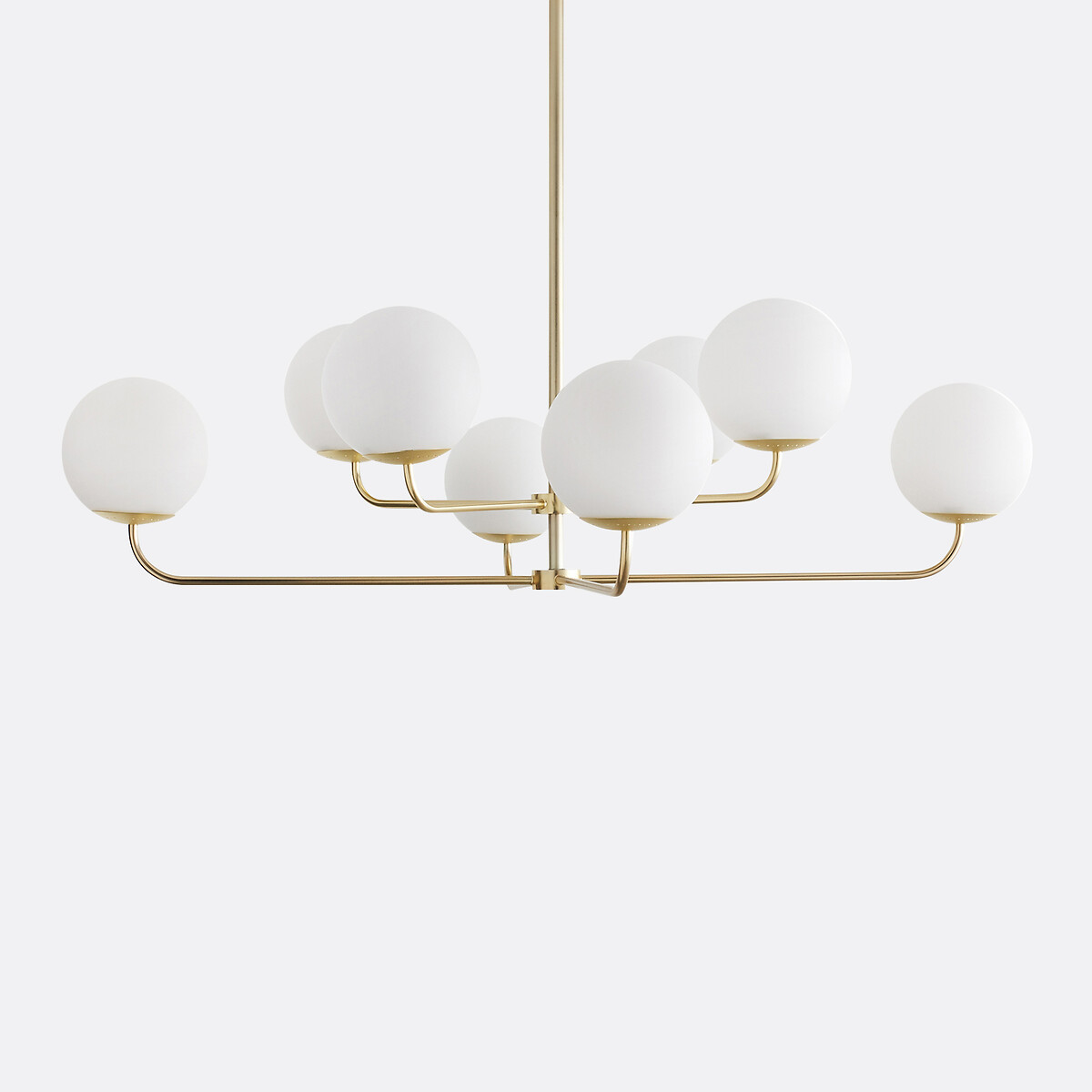 Suspension laiton et verre opaline, Moricio blanc, LA REDOUTE INTERIEURS