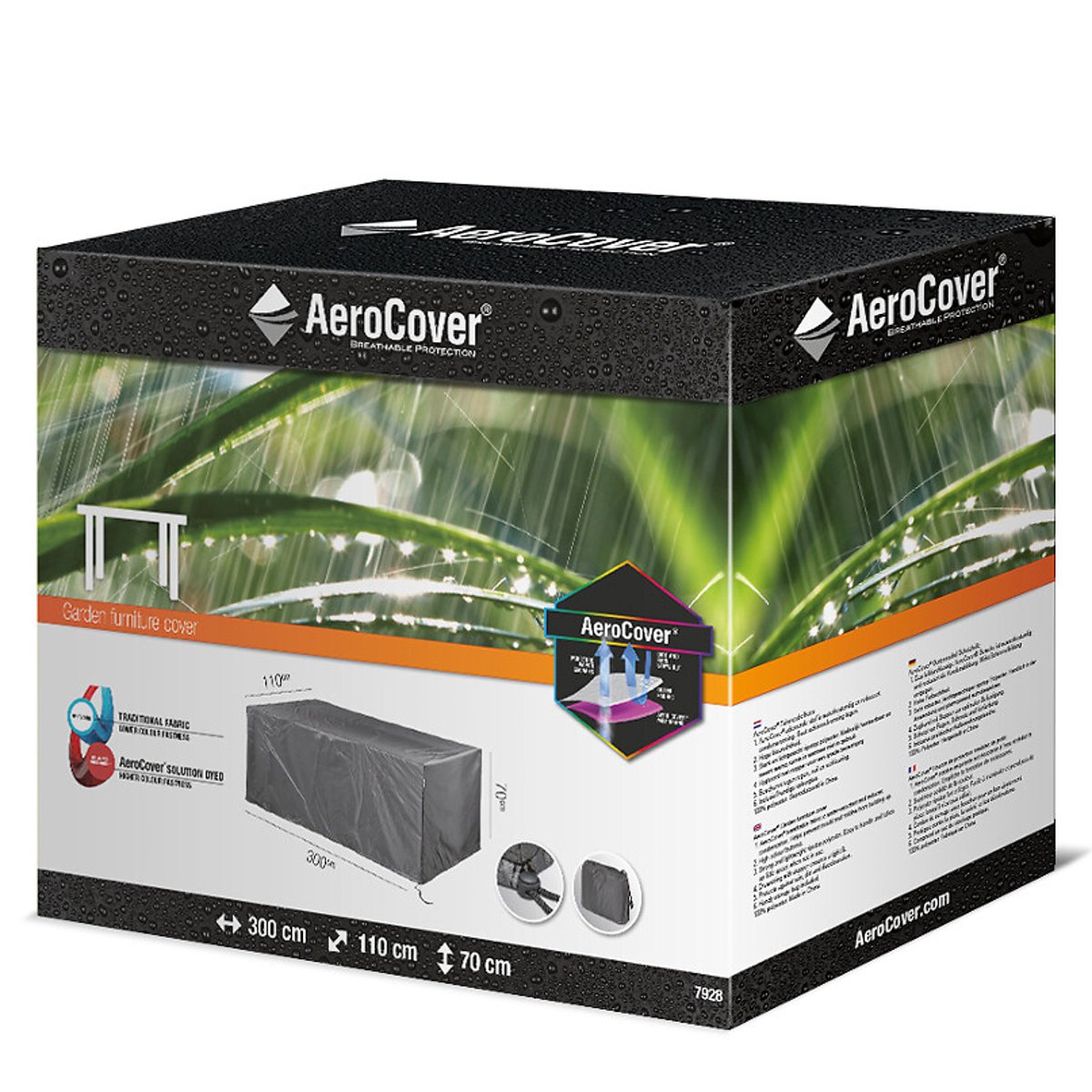 Garden Table Cover 300x110x70cm grey, AEROCOVER