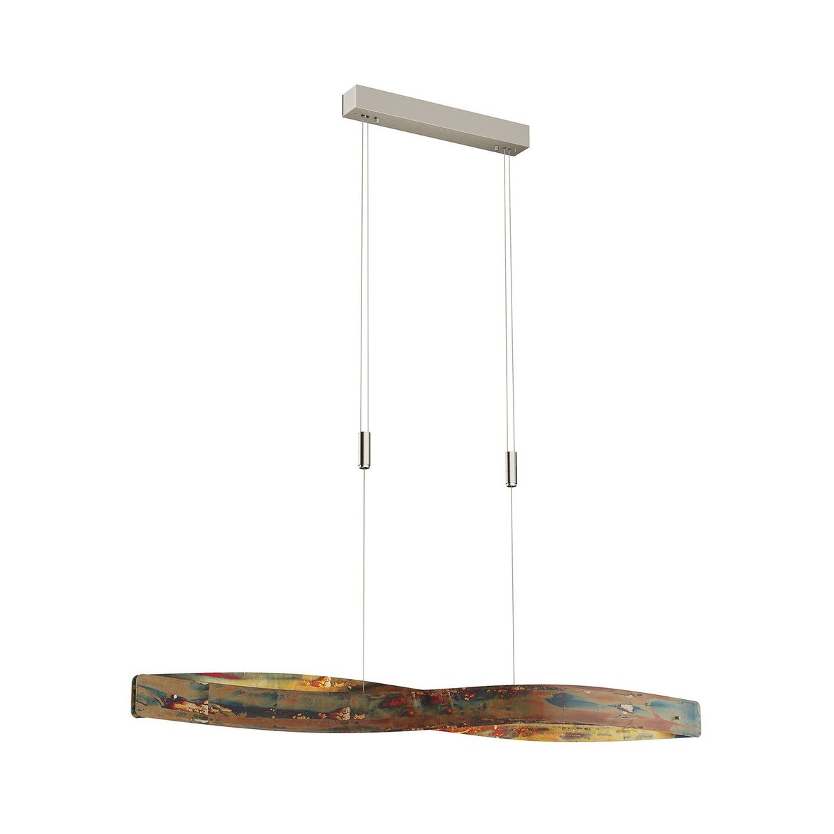 Suspension en aluminium design LED, Lian doré oxydé, nickel mat, LUCANDE