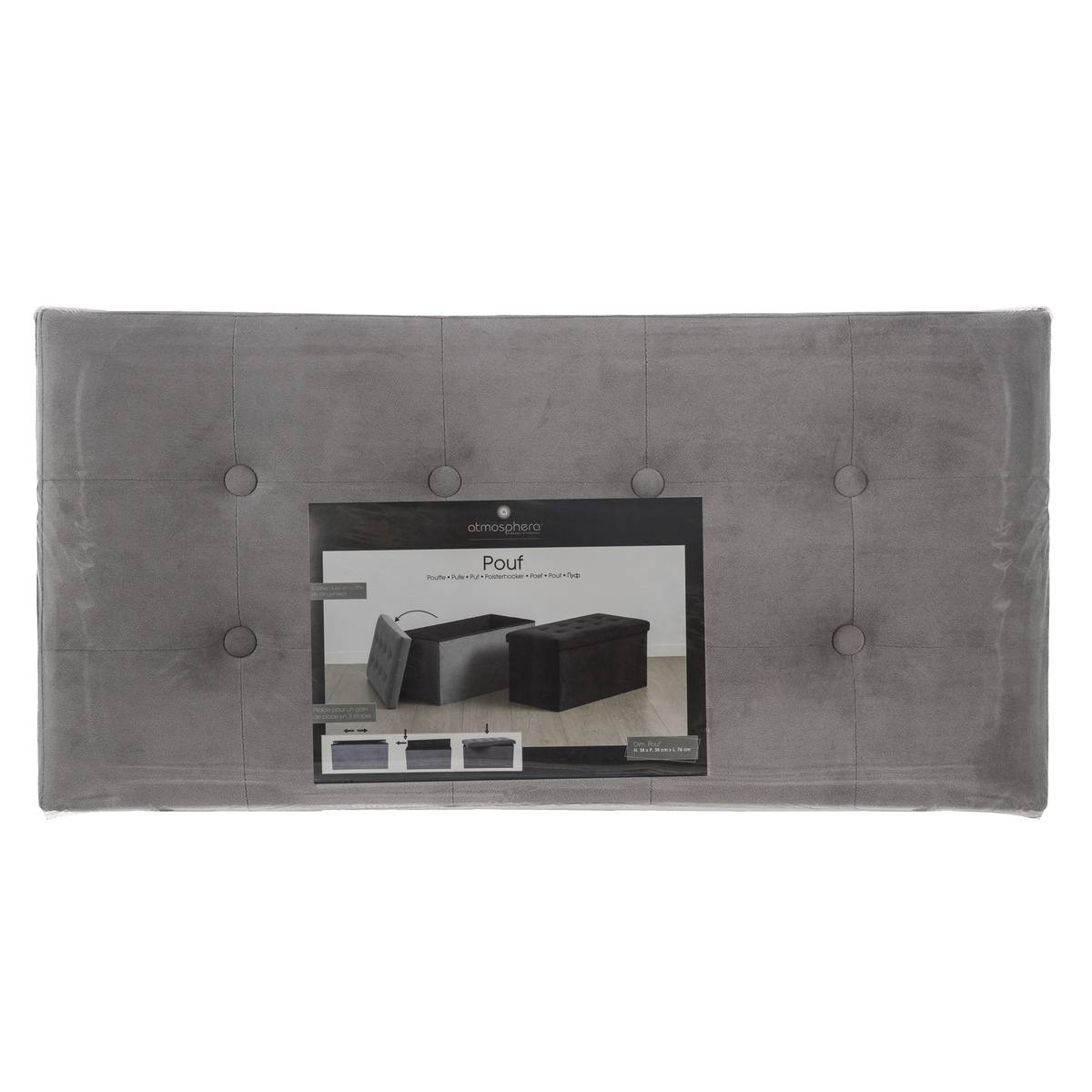 Banc coffre pliable LYSANDRE gris ardoise, ATMOSPHERA
