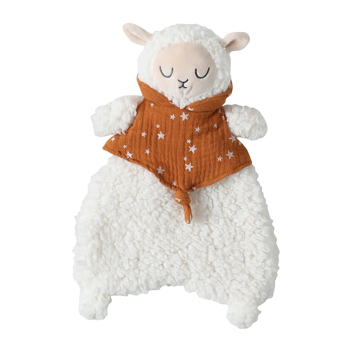Doudou mouton bi-matière avec mallette beige, VERTBAUDET