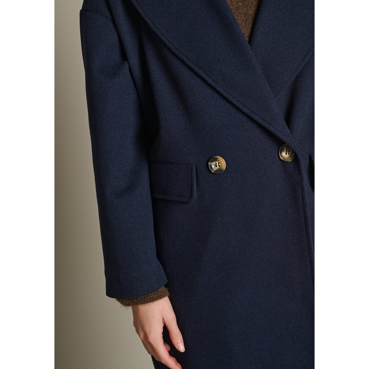 Manteau long oversize bleu marine, LOLALIZA