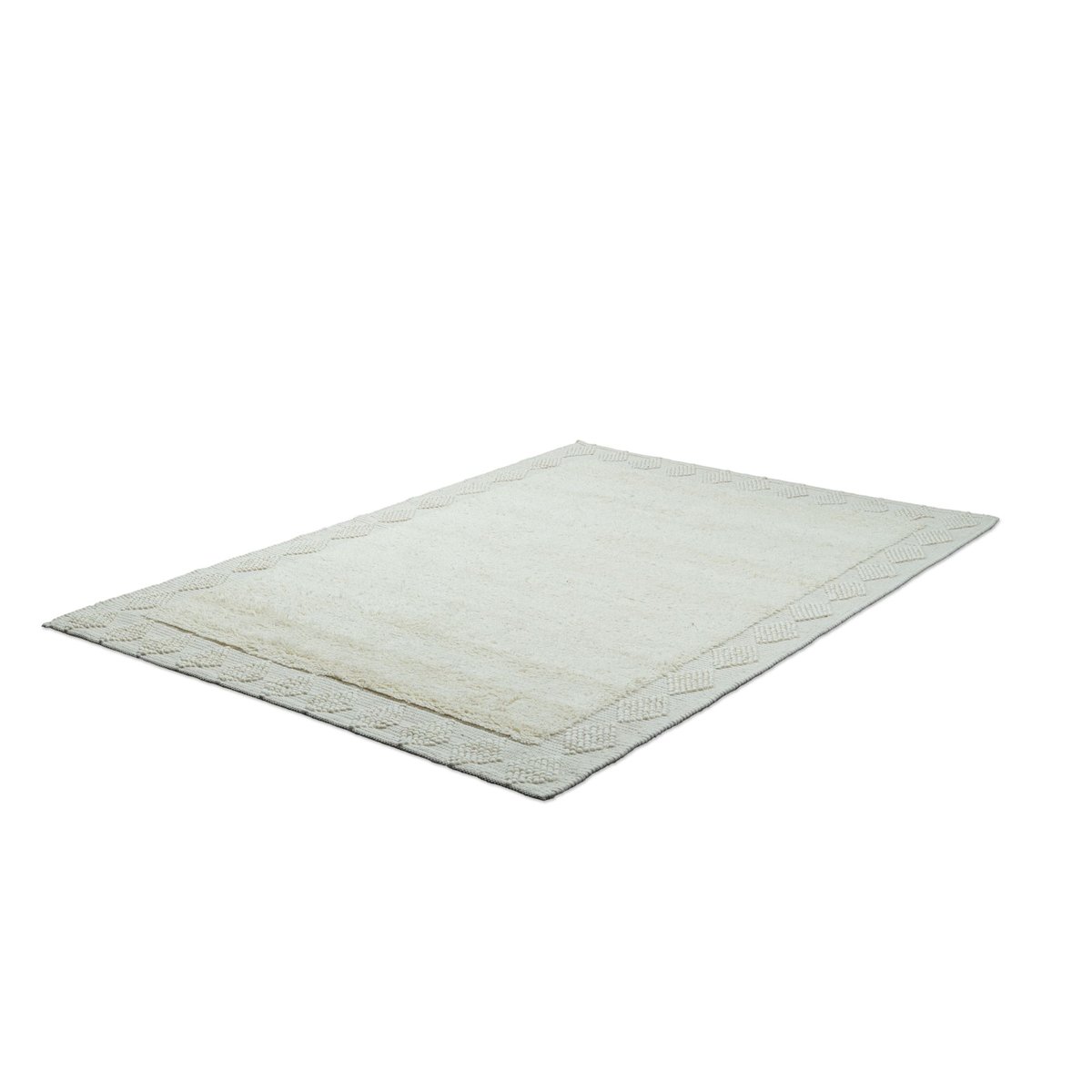 Tapis salon Bergen tissé main laine naturelle naturel, THEKO