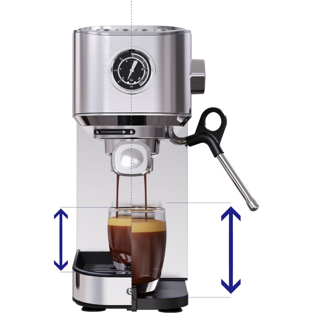 Machine à expresso EXP3 19 bars de pression et buse vapeur cappuccino couleur unique, ESSENTIEL B