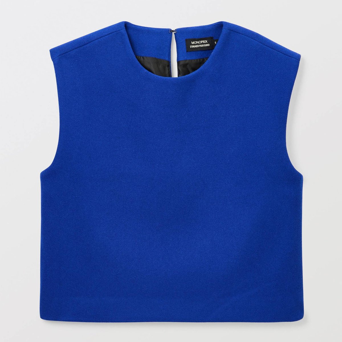 Top sans manches uni contenant de la laine bleu roi, MONOPRIX