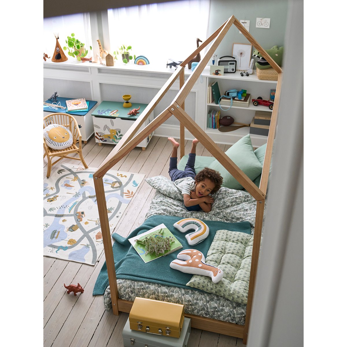 Parure housse de couette + taie d'oreiller TROPICAL vert, VERTBAUDET