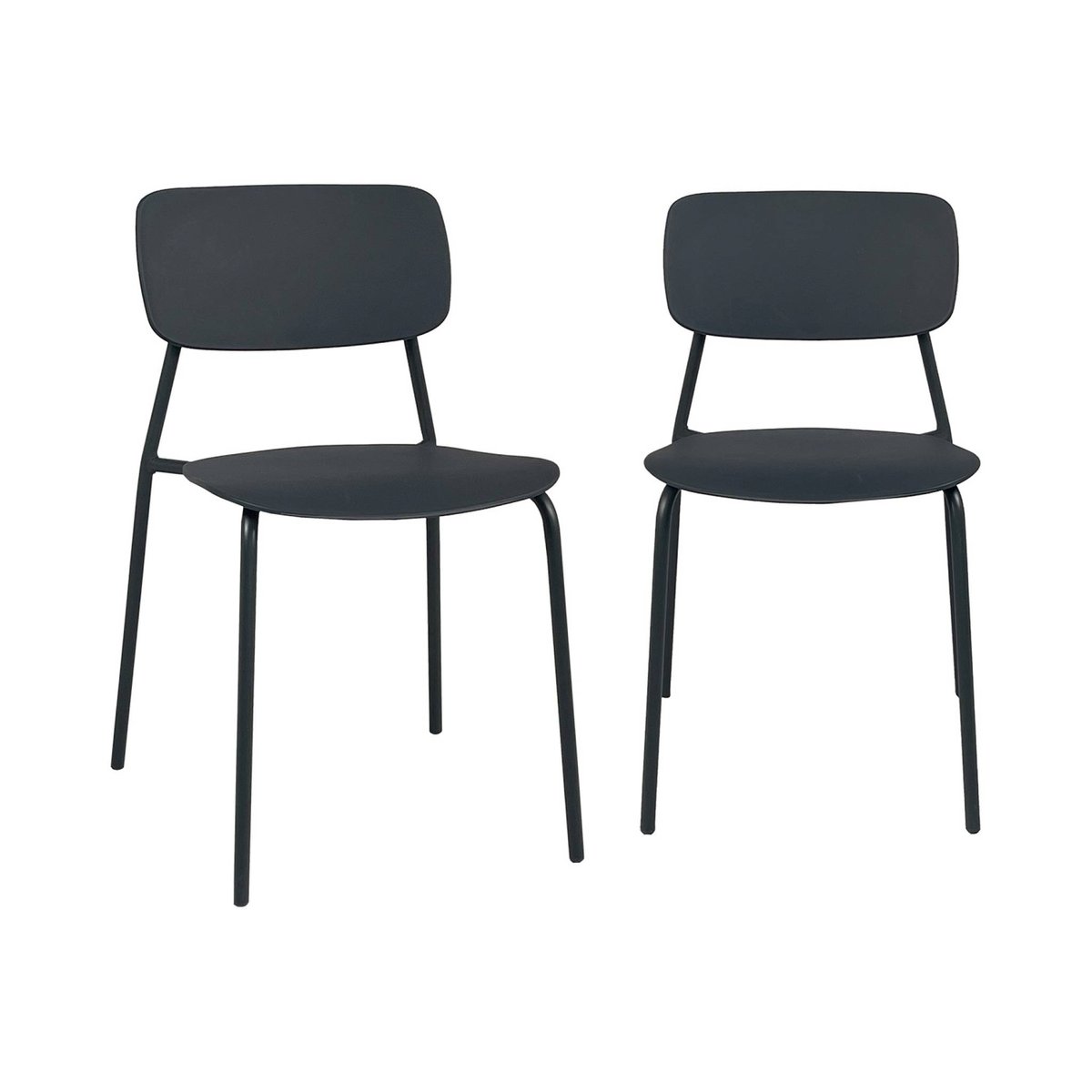 Chaise de jardin empilable acier et plastique (lot de 2) LIVA anthracite, SWEEEK