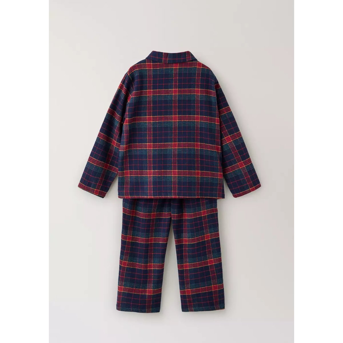 Pyjama complet en flanelle à carreaux bleu marine, MANGO BABY