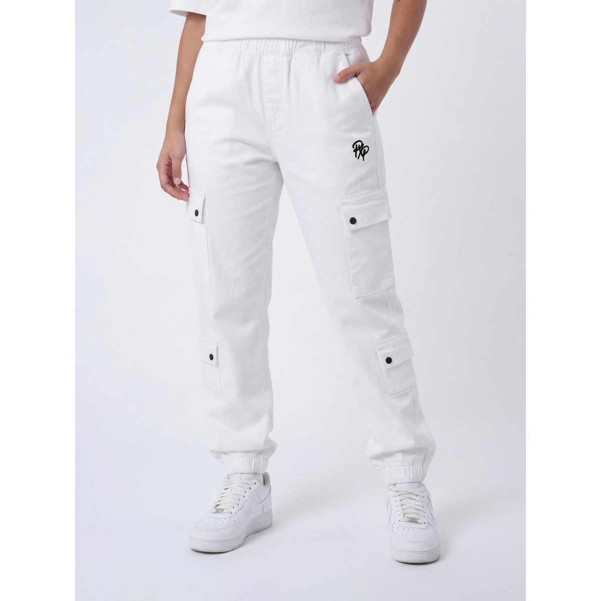 Cargo multi-poches avec serrage élastique blanc, PROJECT X