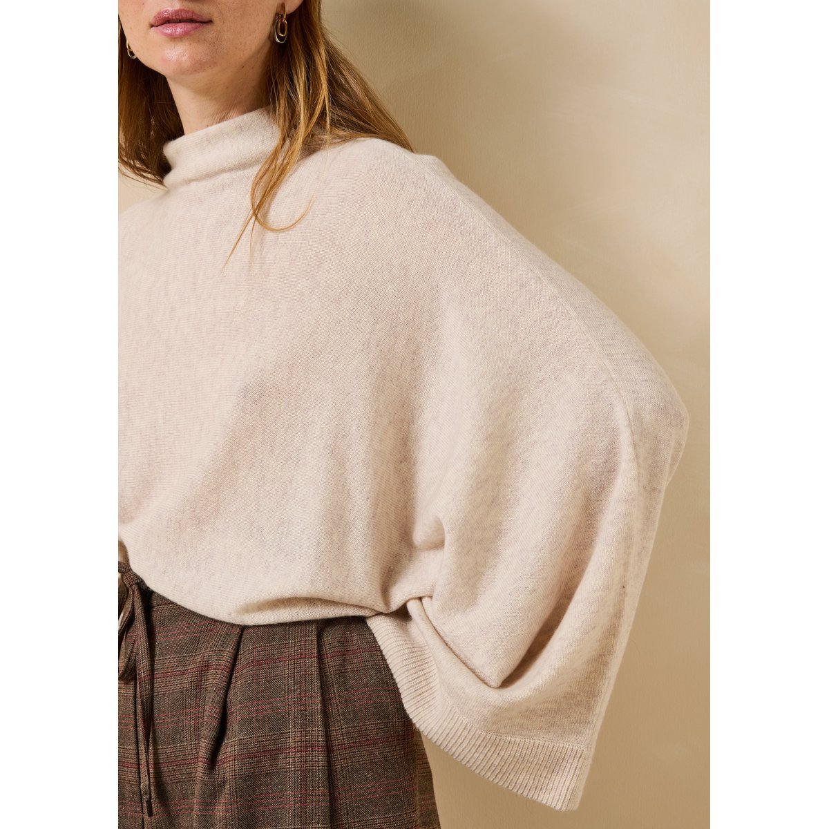 Pull manches longues en laine et cachemire greige, LA FEE MARABOUTEE