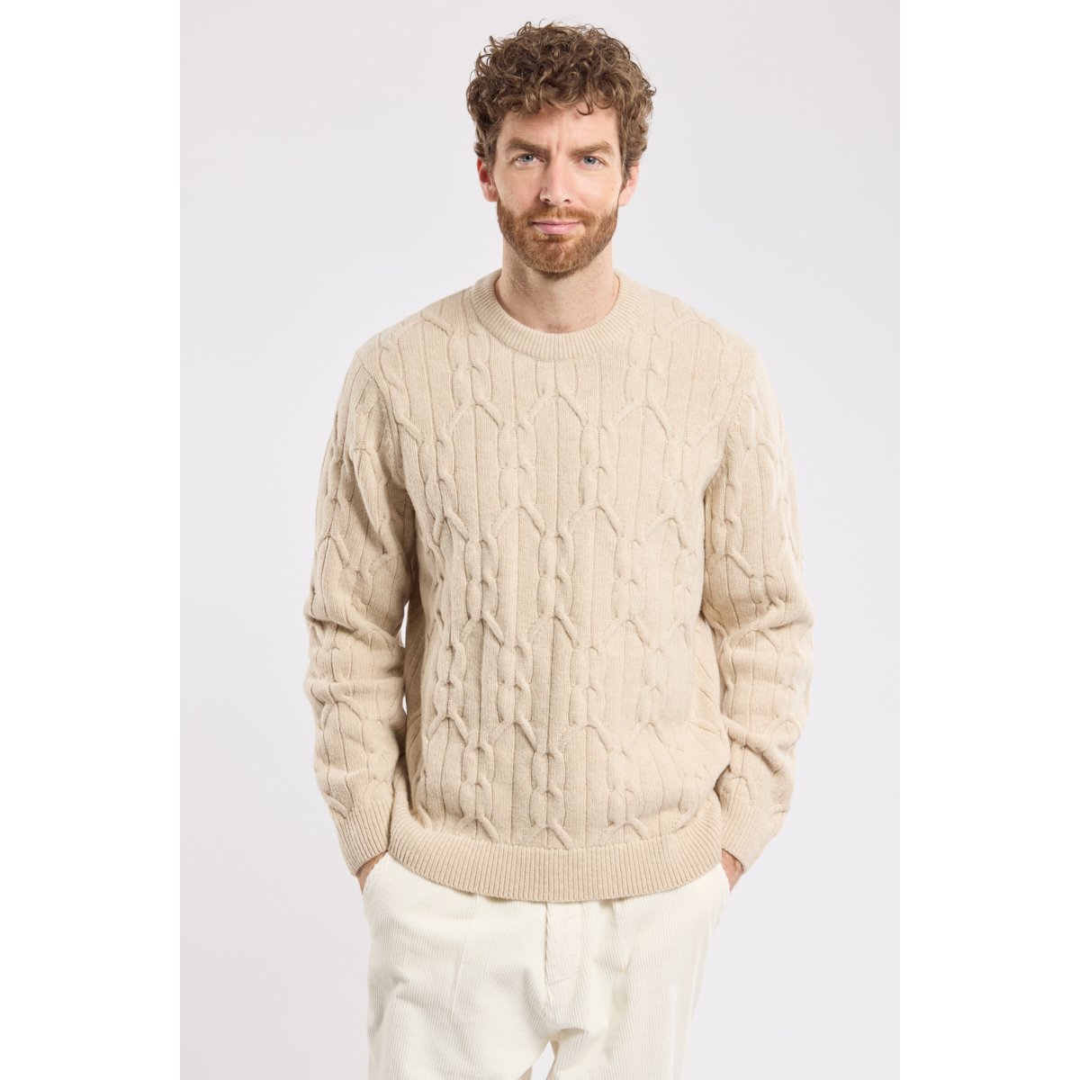 Pull irlandais Héritage en laine HERITAGE beige h25 chiné, ARMOR-LUX