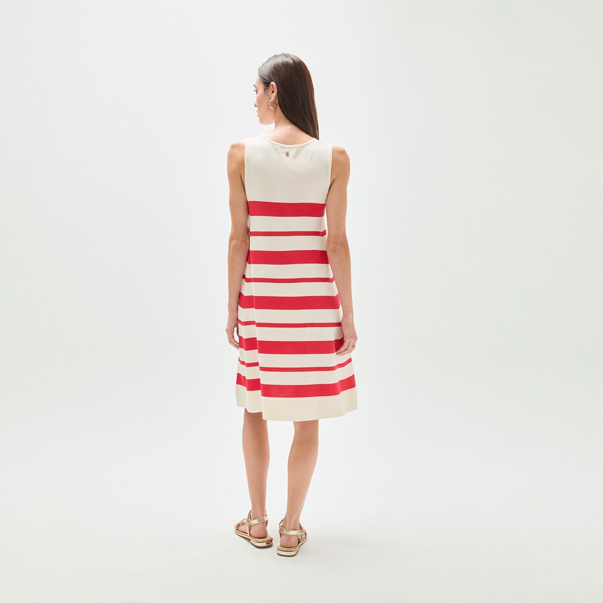 Robe fluide sans manches à rayures ecru, LOLA CASADEMUNT
