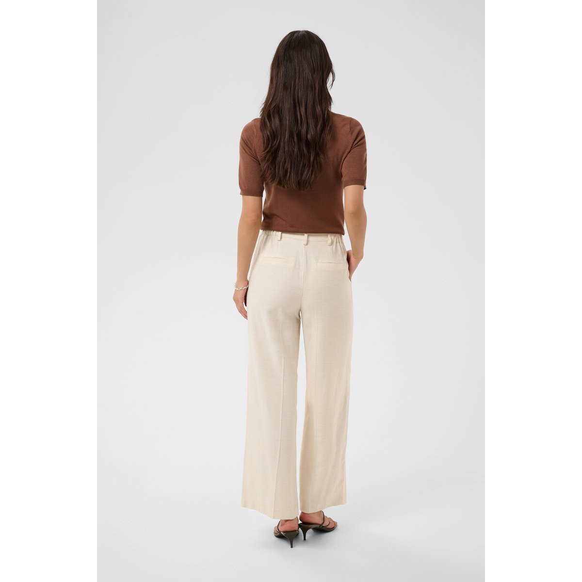 Pantalon casual beige feather gray melange, KAFFE
