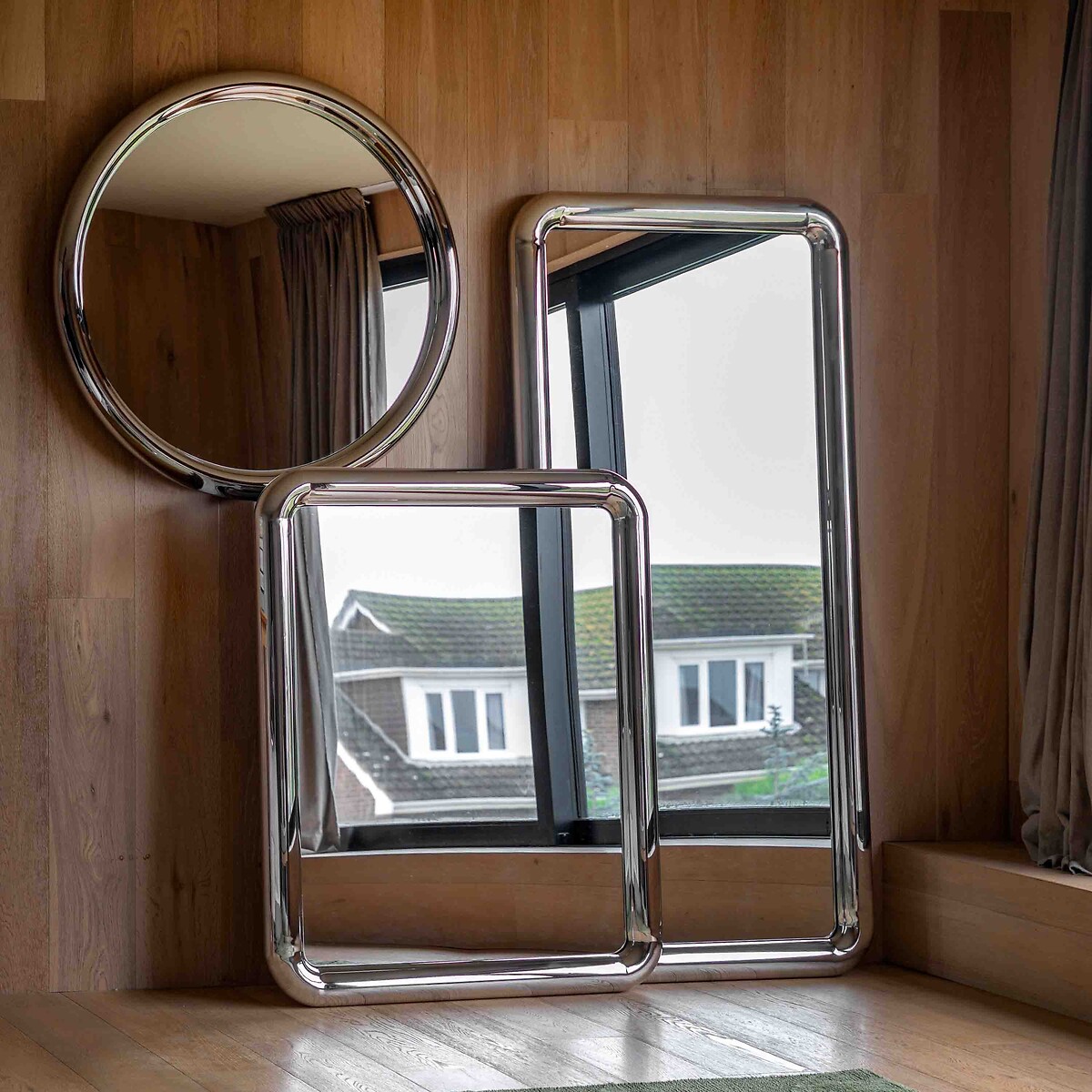 90cm Saltburn Chrome Round Mirror chrome, ÉDITÉ