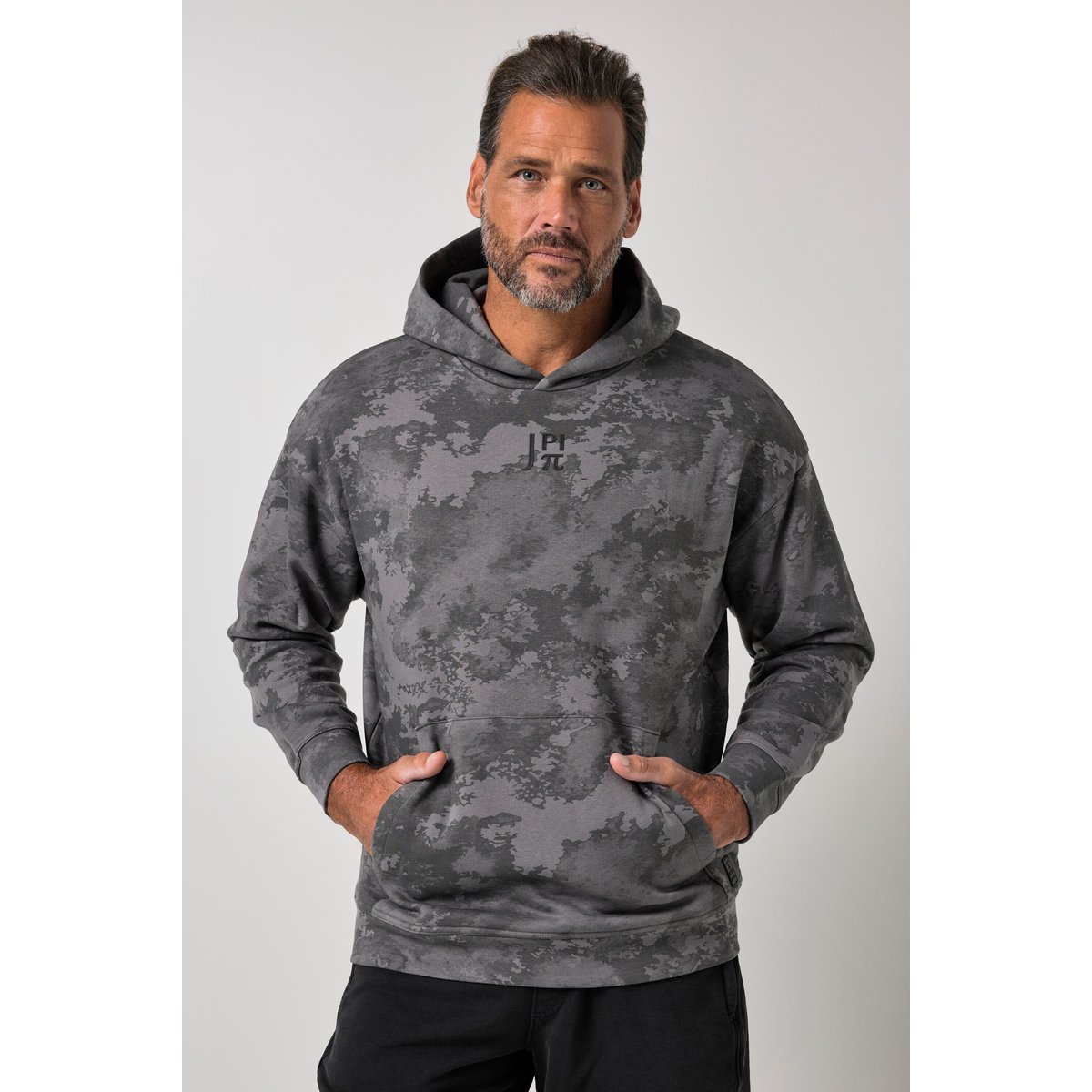 Sweat-shirt à capuche, imprimé camouflage anthracite, JP1880