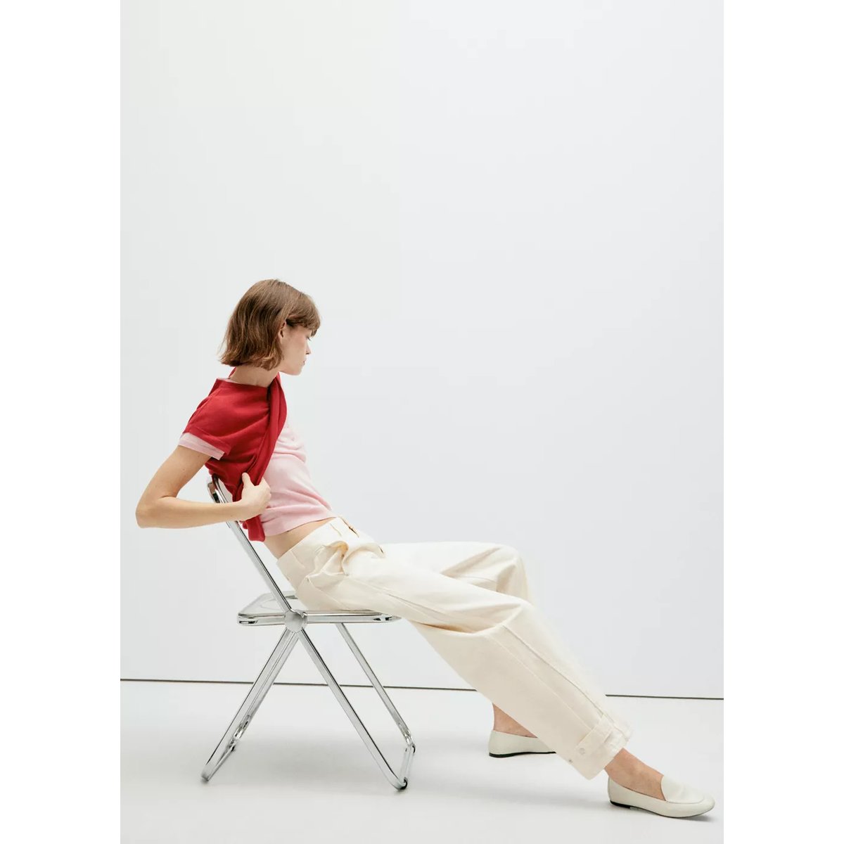 Jean balloon taille régulière écru, MANGO