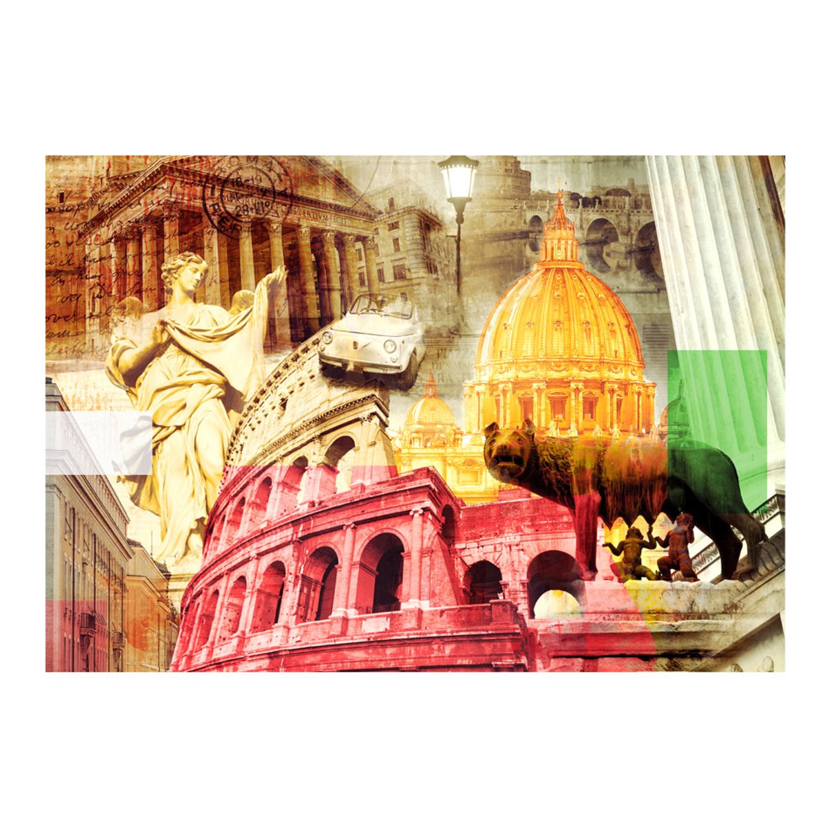 Papier peint intissé panoramique Ville et Architecture Rome - collage beige, EDEN