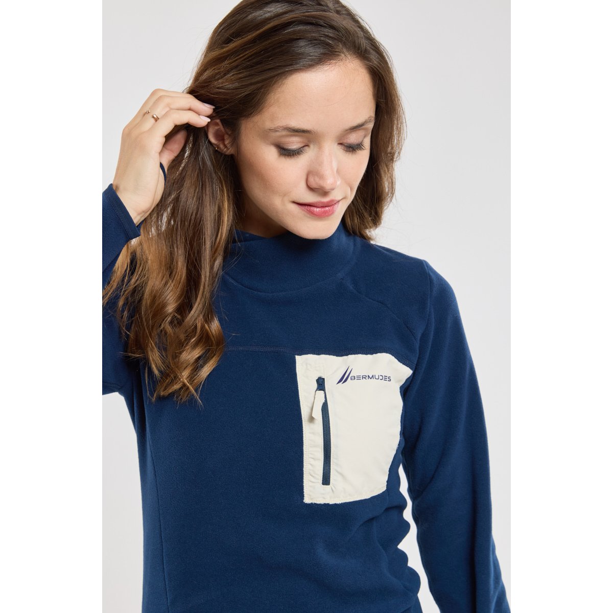 Sweat polaire en Micropolaire Polartec® MINIHIC navy, BERMUDES