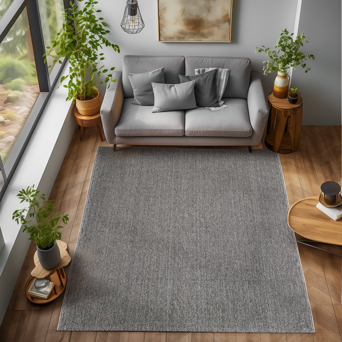 Tapis de salon tissé MORELIA gris, NAZAR RUGS