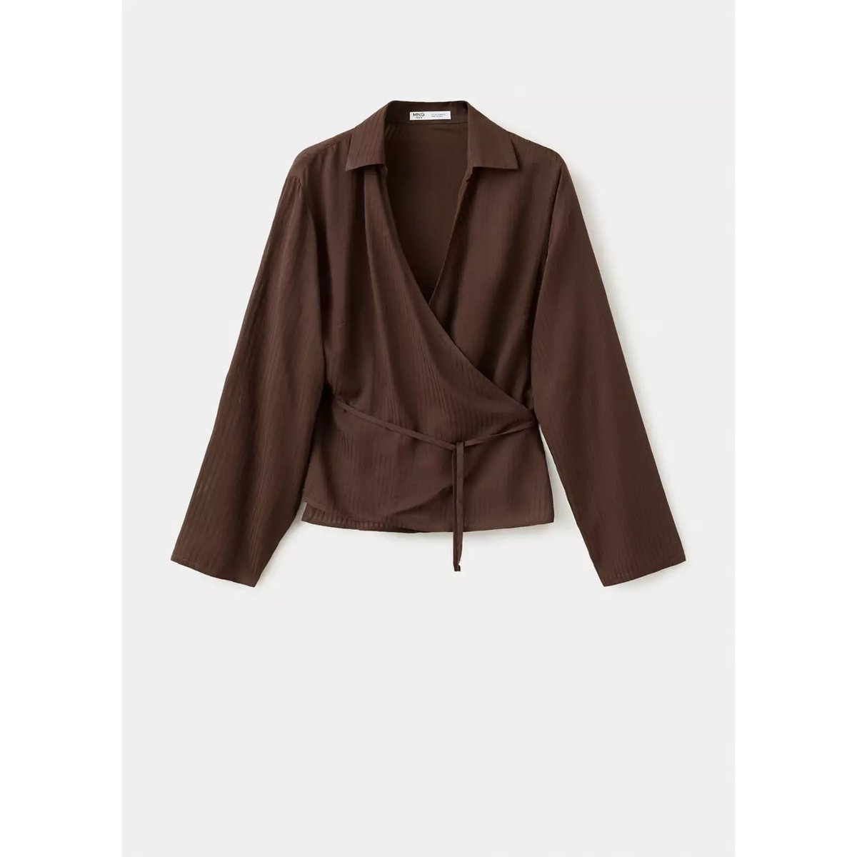 Chemise croisée à rayures marron, MANGO TEEN