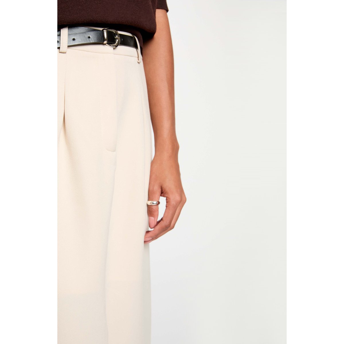 Jupe crayon taille haute beige, MORGAN
