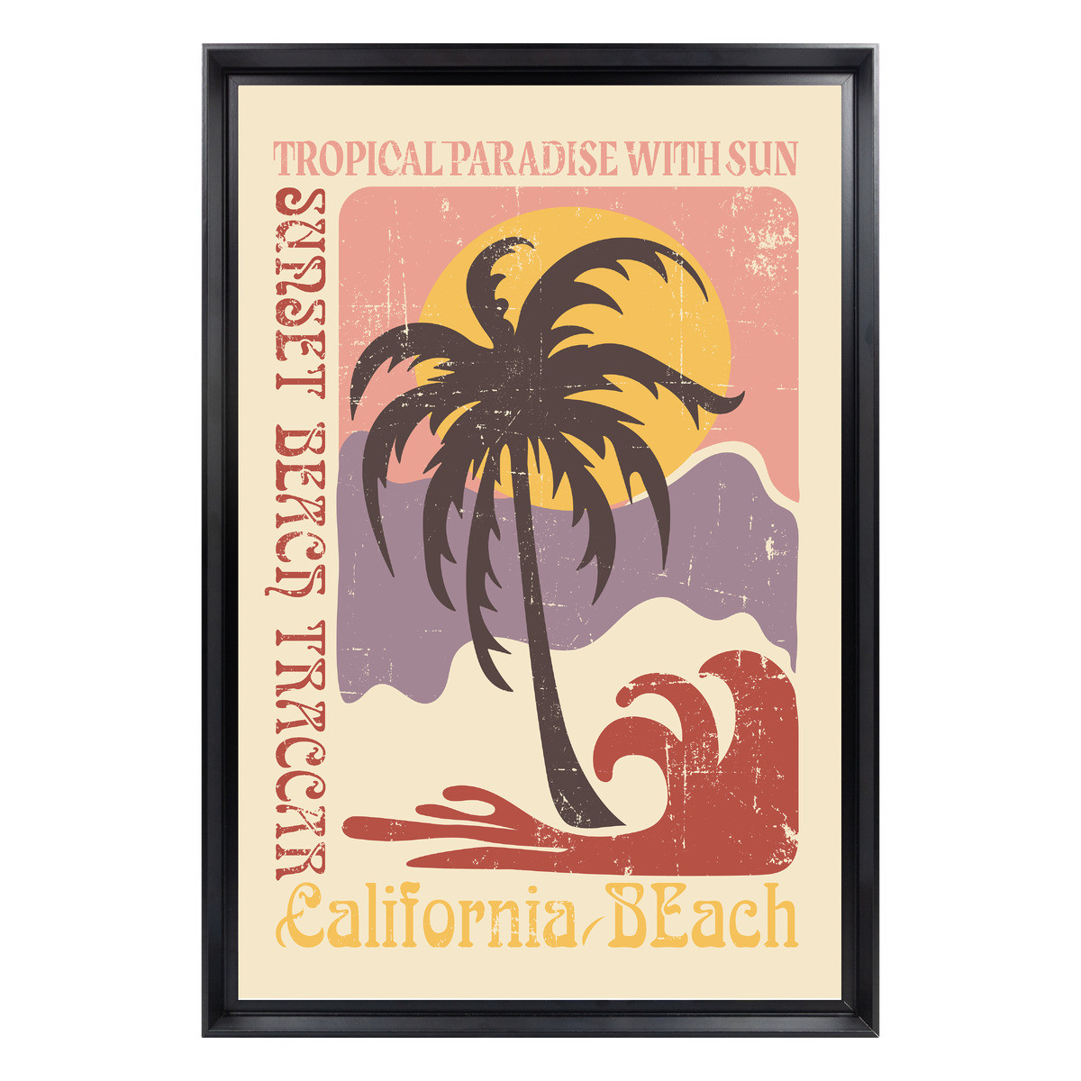 Tableau Mural Encadré California Beach Rétro PLAGE tableaux encadrés, CEANOTHE