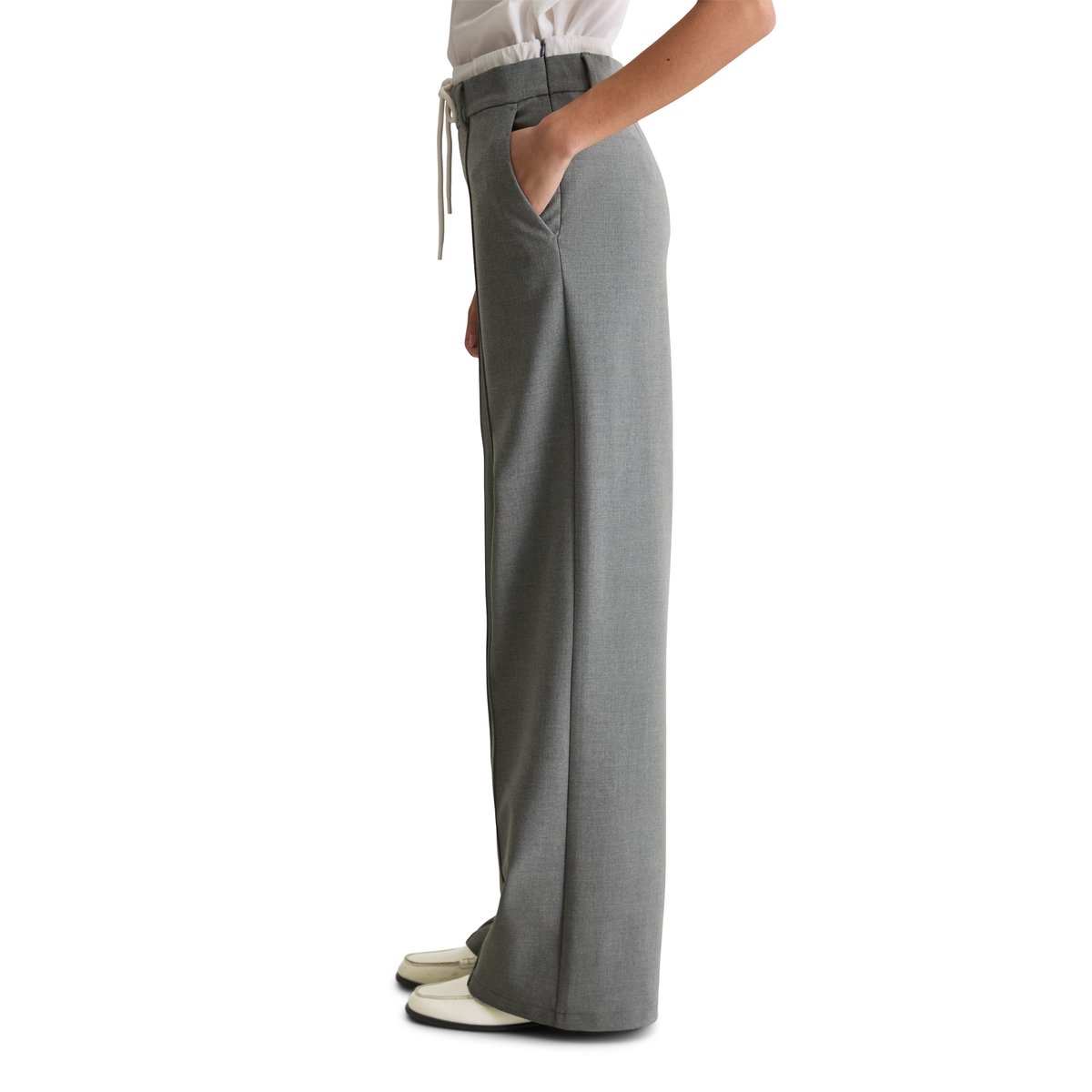 Pantalon deux-en-un loose en doux mélange de viscose et de coton gris, MARC O’POLO DENIM
