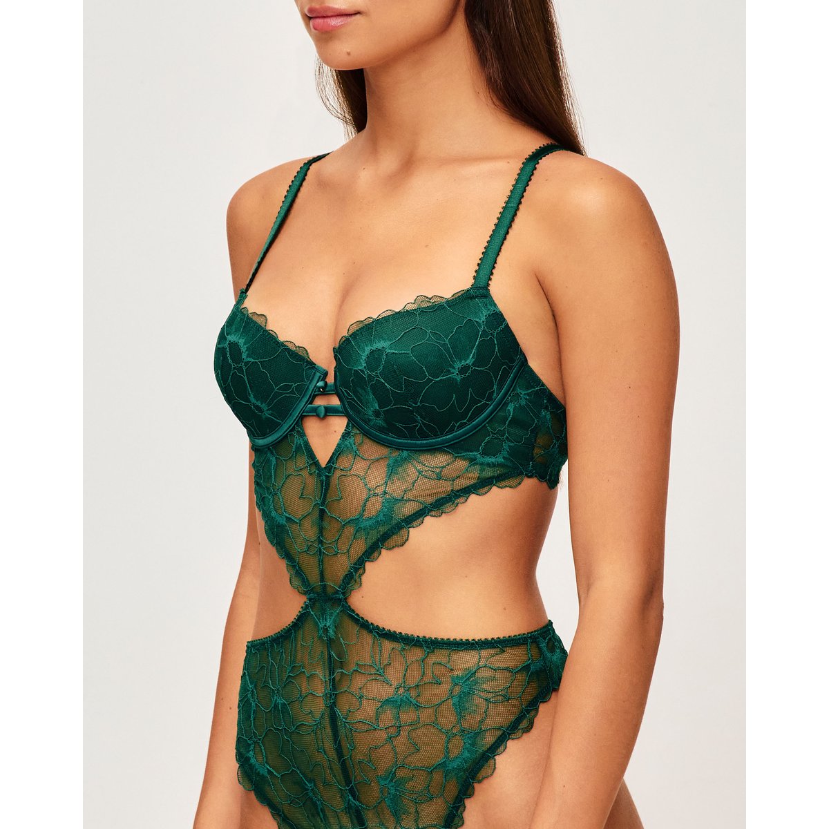 Body ampliforme en dentelle florale BRITTANIZ vert, UNDIZ