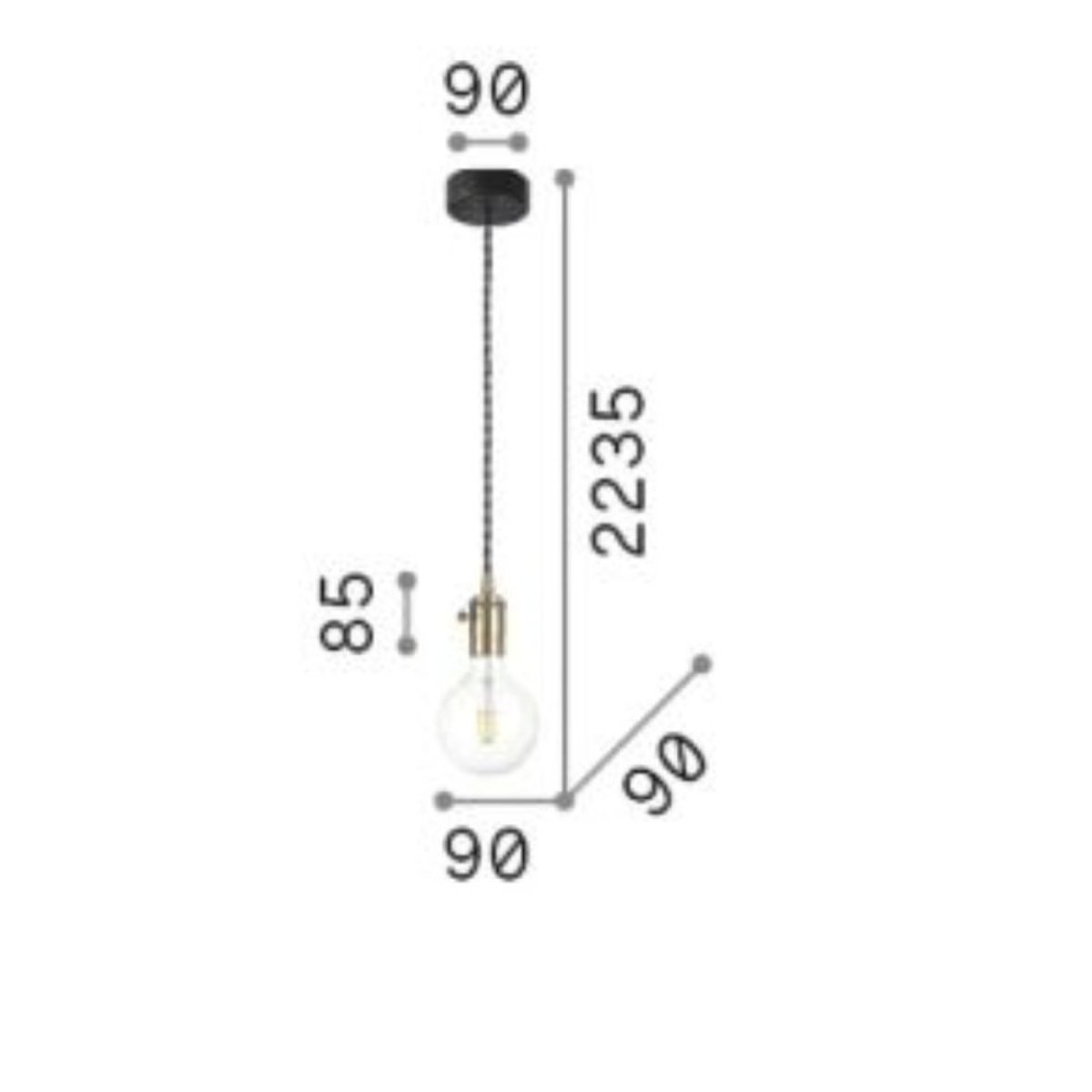 Suspension Goa Douille Laiton patiné laiton, MILLUMINE