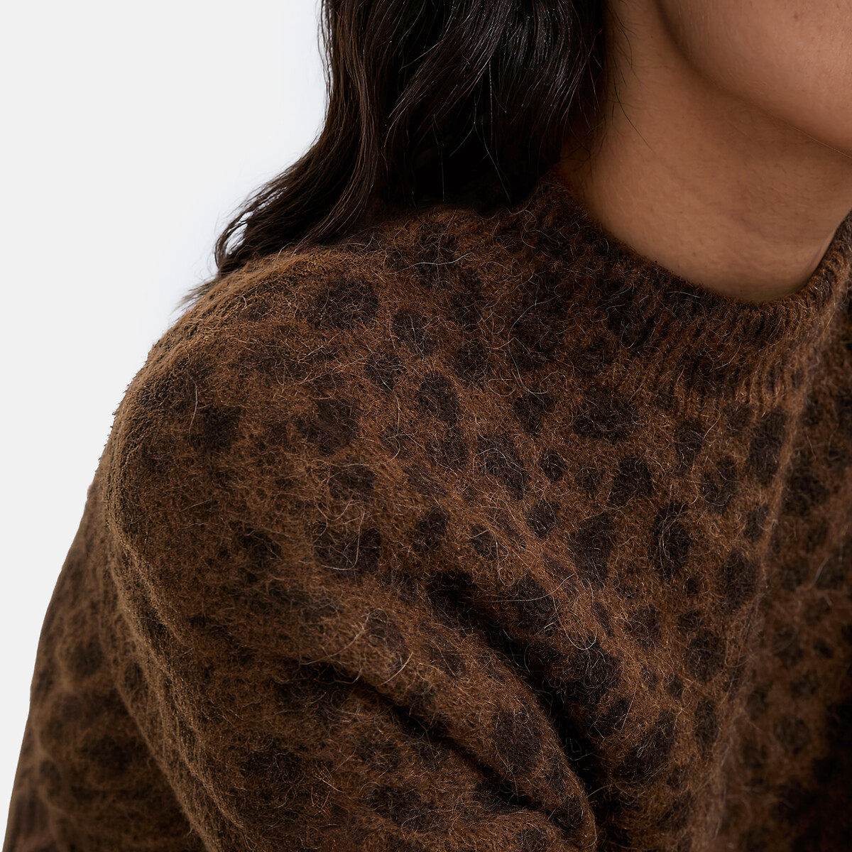 Leopard Print Alpaca/Wool Blend High Neck Jumper leopard print, LA REDOUTE COLLECTIONS