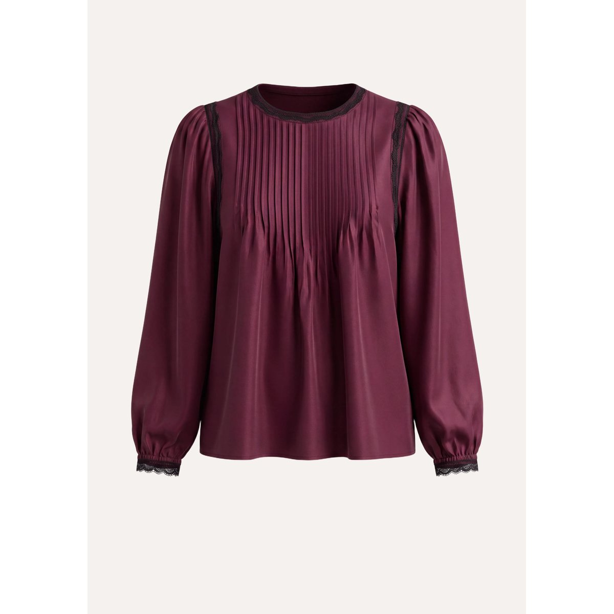 Top plissé manches longues bordeaux / noir, LA FEE MARABOUTEE