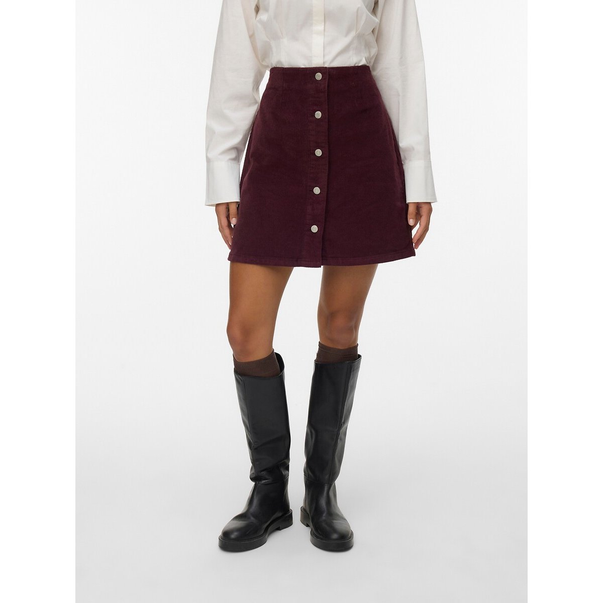 Saia curta, em veludo bordeaux, VERO MODA