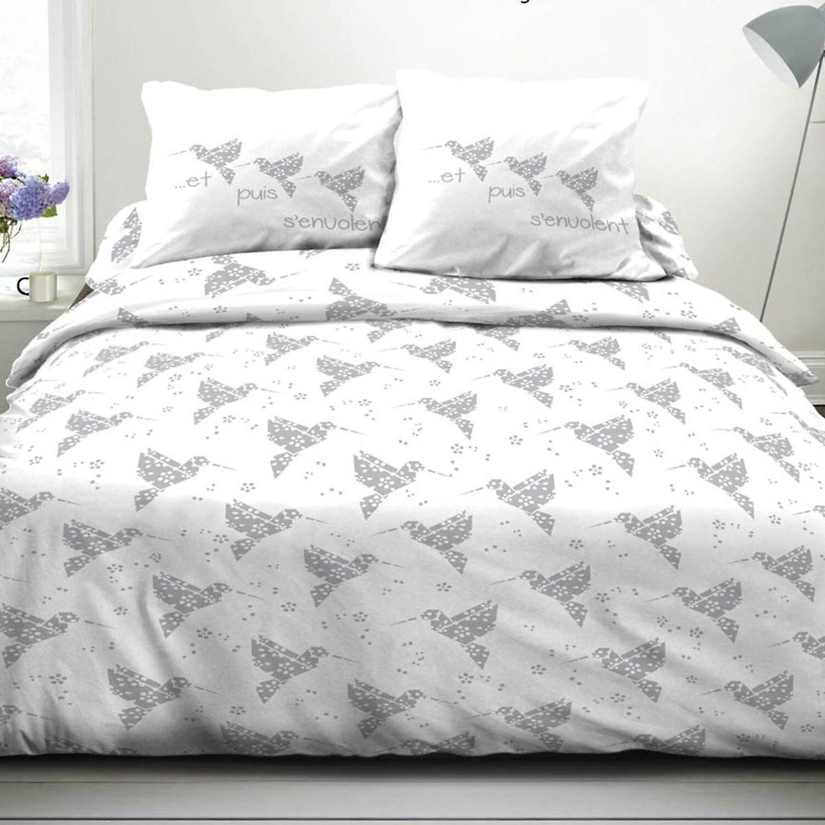 housse de couette avec taie(s) en coton, Origasie blanc, C DESIGN HOME TEXTILE