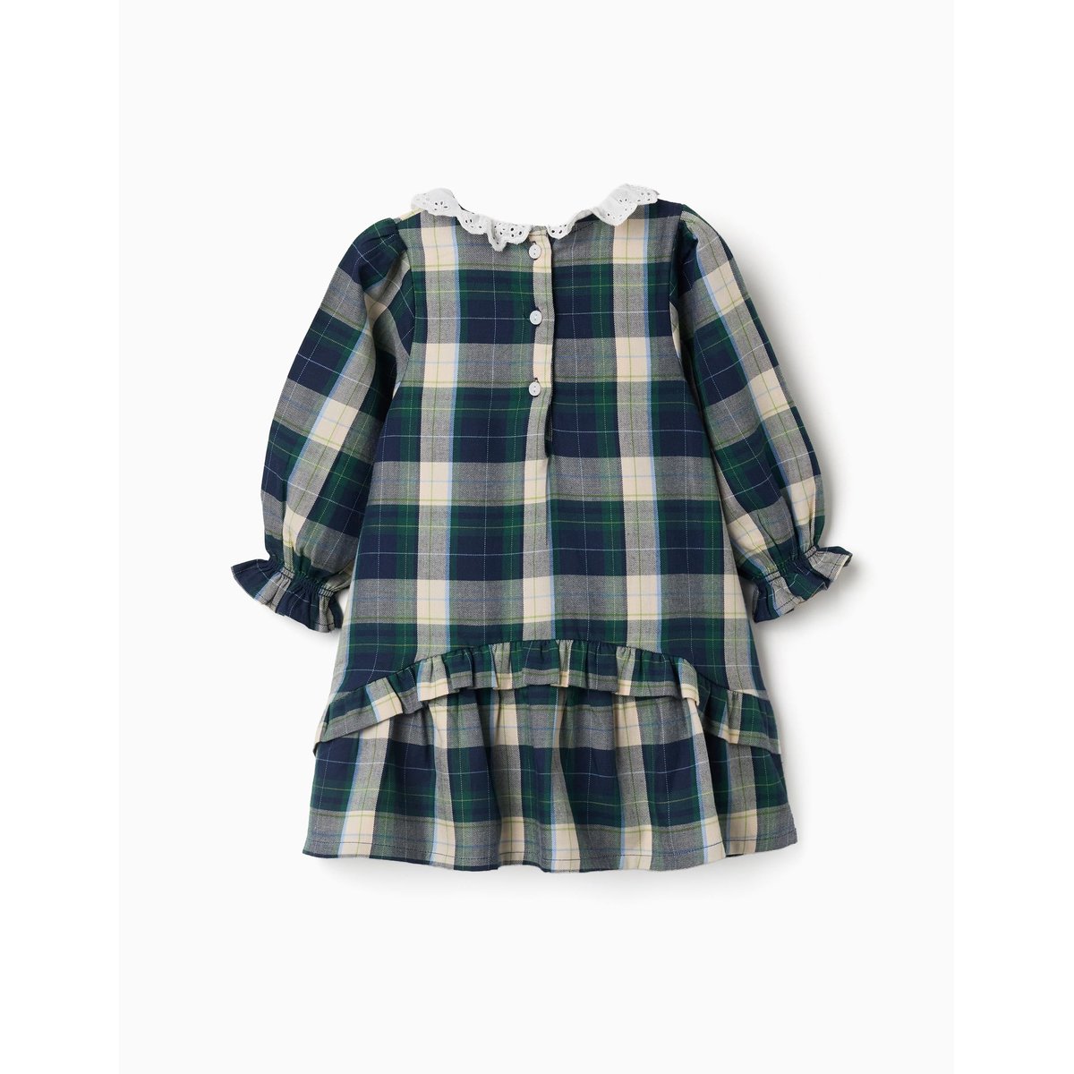Robe en coton à carreaux avec volants B&S bleu foncé, ZIPPY