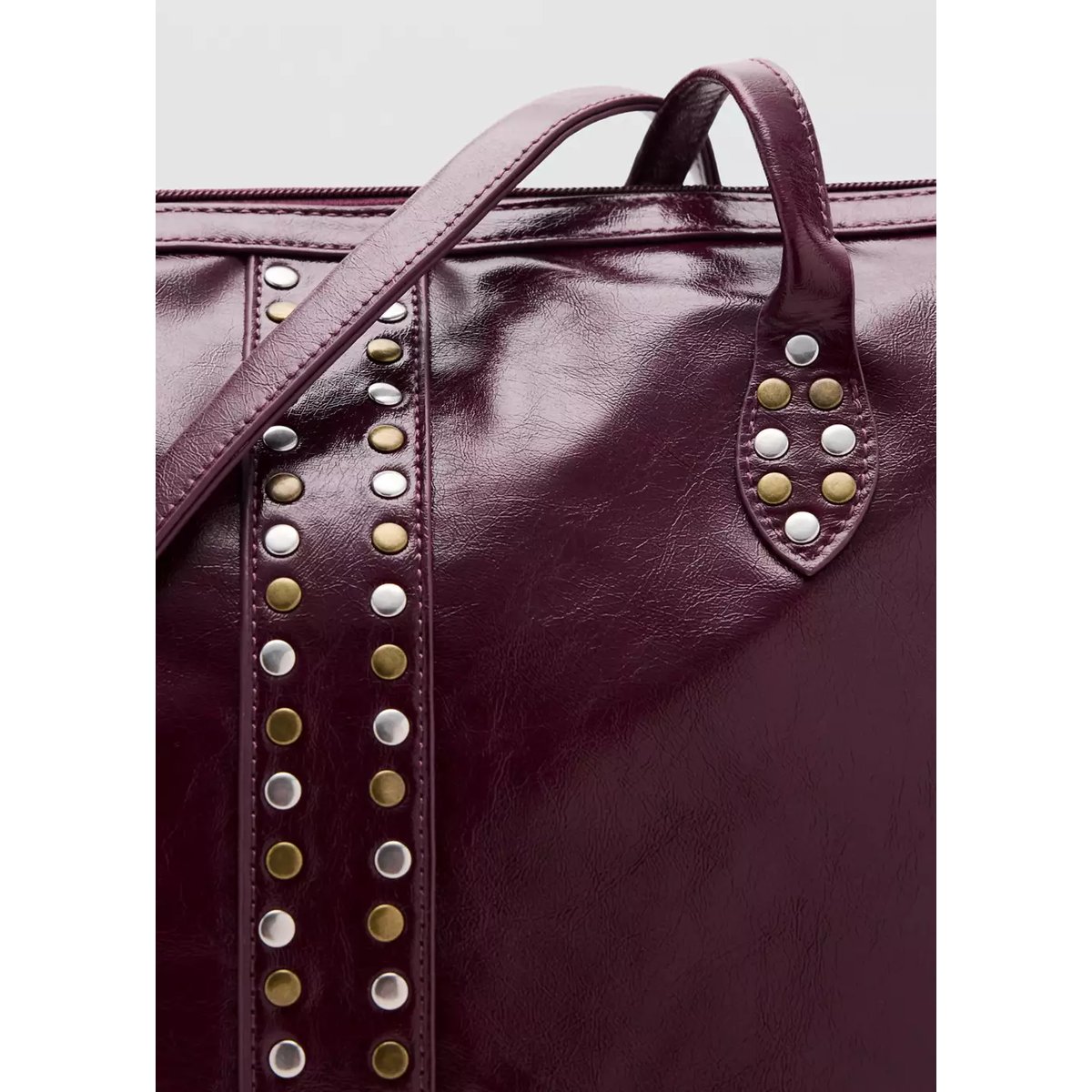 Sac cabas à clous bordeaux, MANGO TEEN