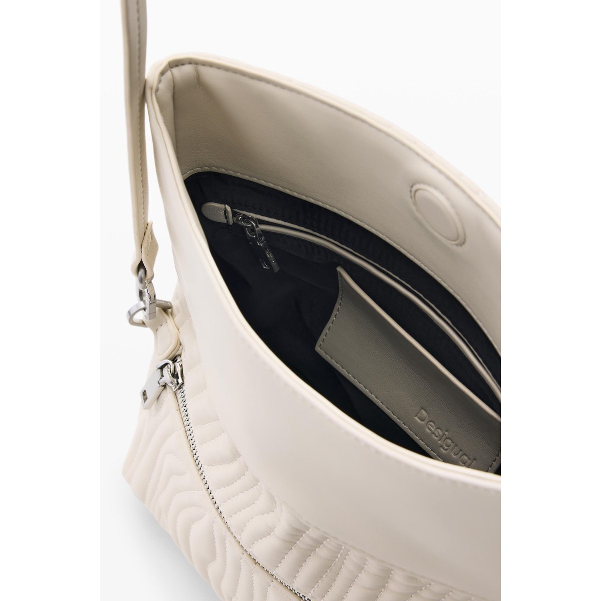 Sac moyen gravé beige, DESIGUAL